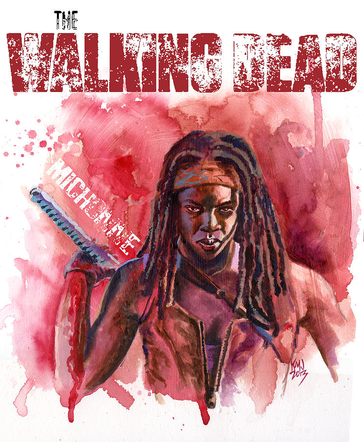 11x17 inches LOOK! Walking Dead Michonne Lithograph B&W Hello 