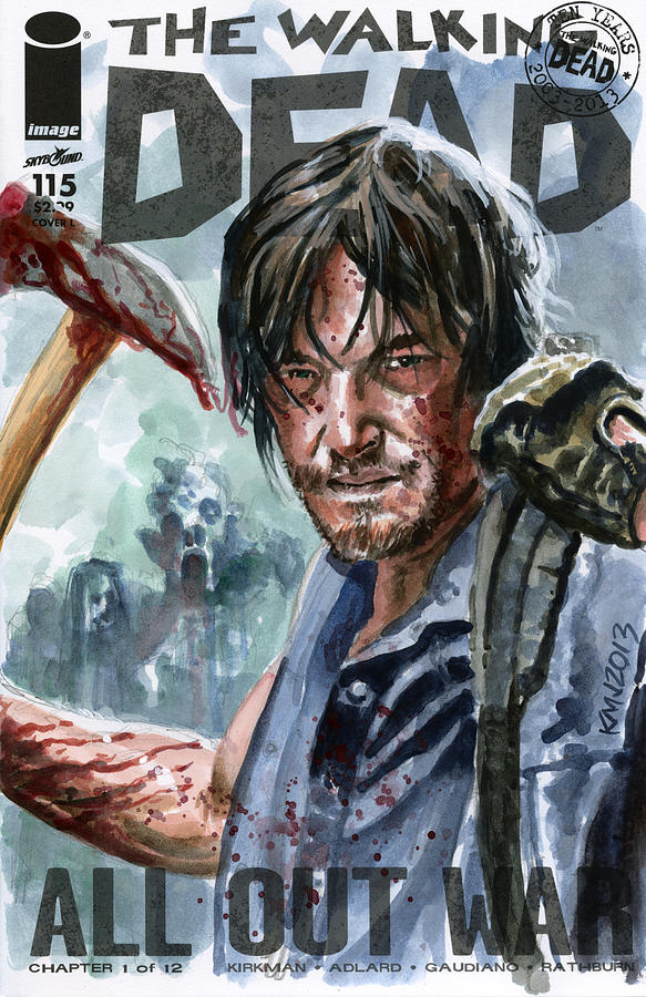 Walking Dead Painting - Walking Dead Sketch Cover Daryl by Ken Meyer jr