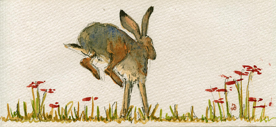Nature Painting - Walking hare by Juan  Bosco