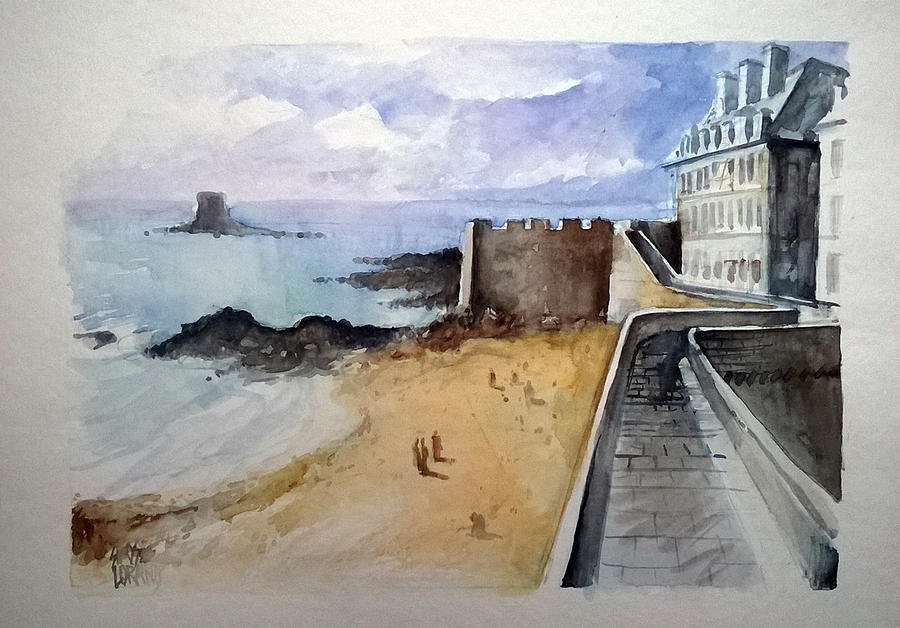 Walking in Saint Malo  Painting by Lorand Sipos