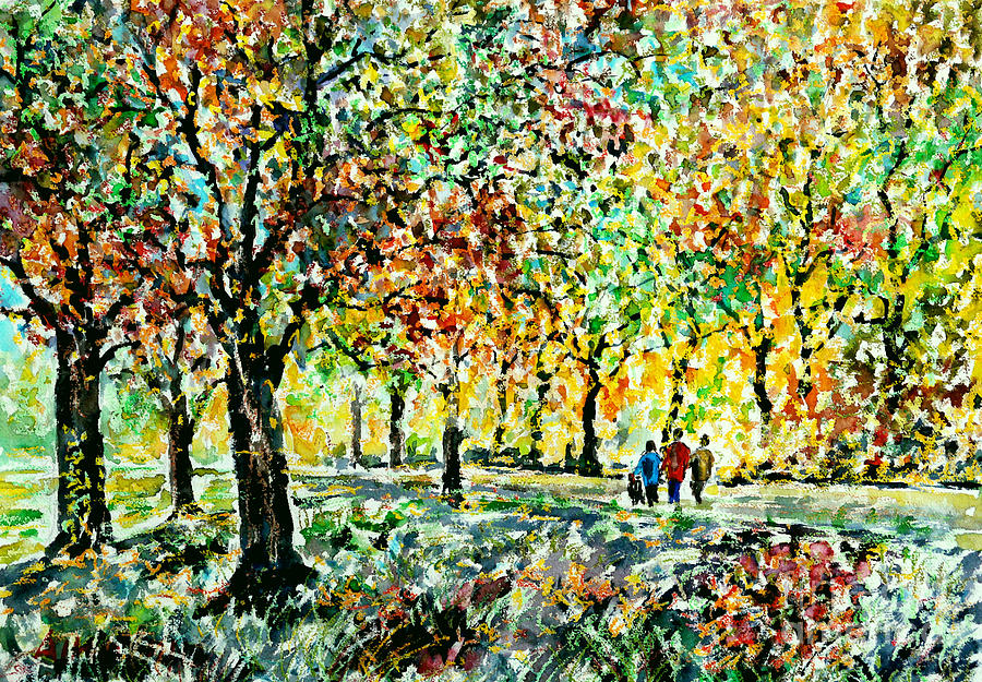 Walking in the Park Painting by Almo M