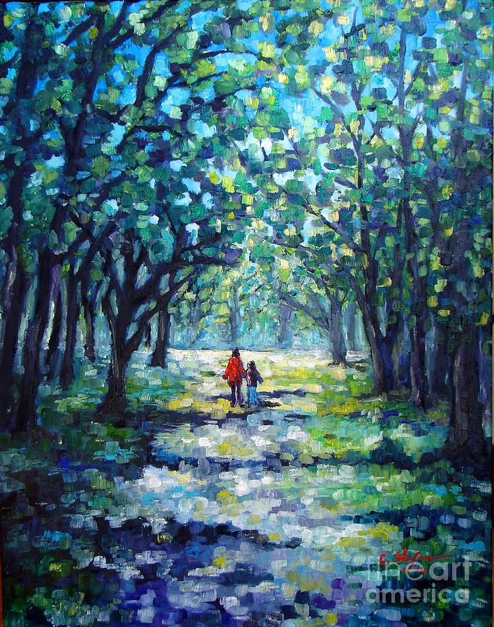 Walking in the Park Painting by Cristina Stefan