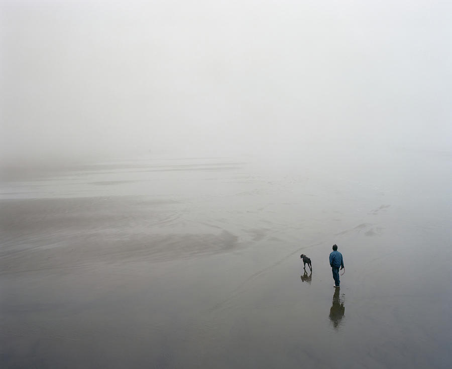 Walking On A Foggy Beach Photograph by Zeb Andrews