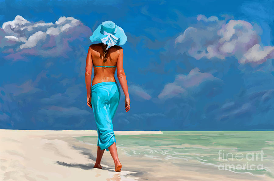Walking On The Beach Painting by Tim Gilliland