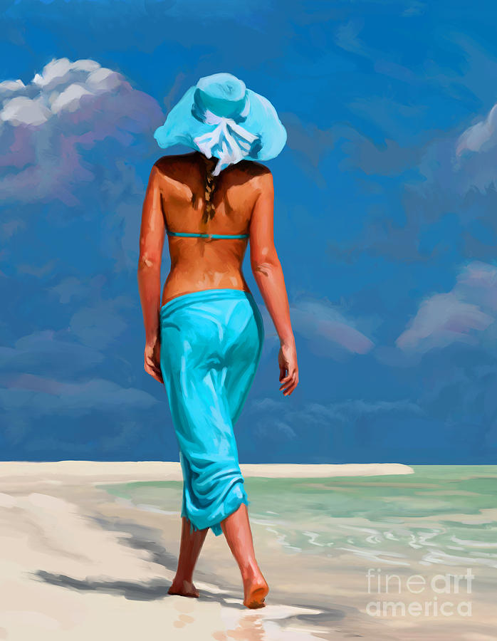 walking on the beach V Painting by Tim Gilliland