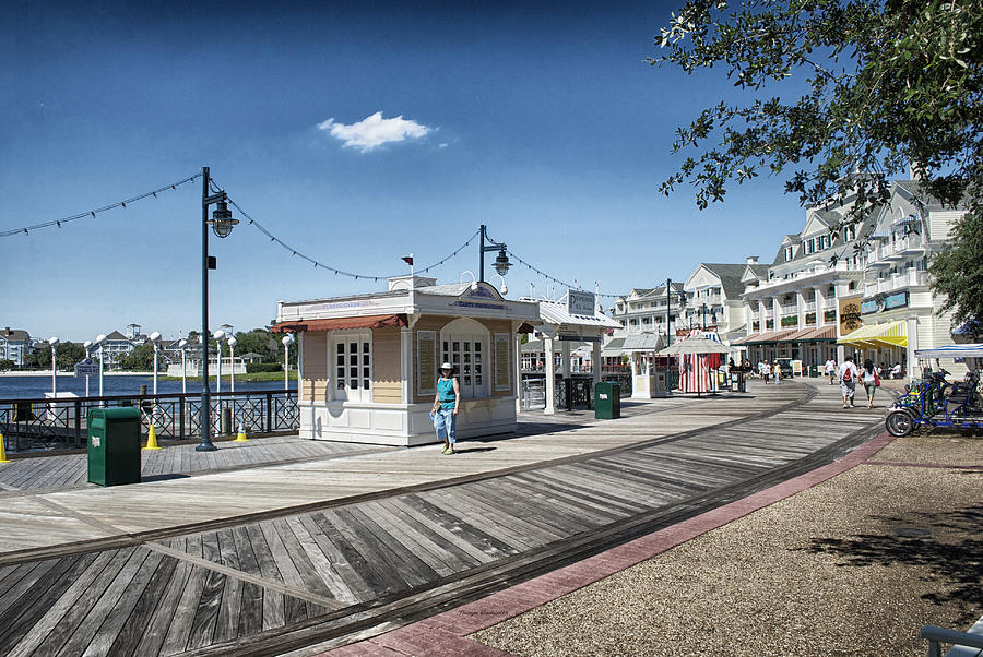 Sign Photograph - Walking On The Boardwalk At Disney World by Thomas Woolworth