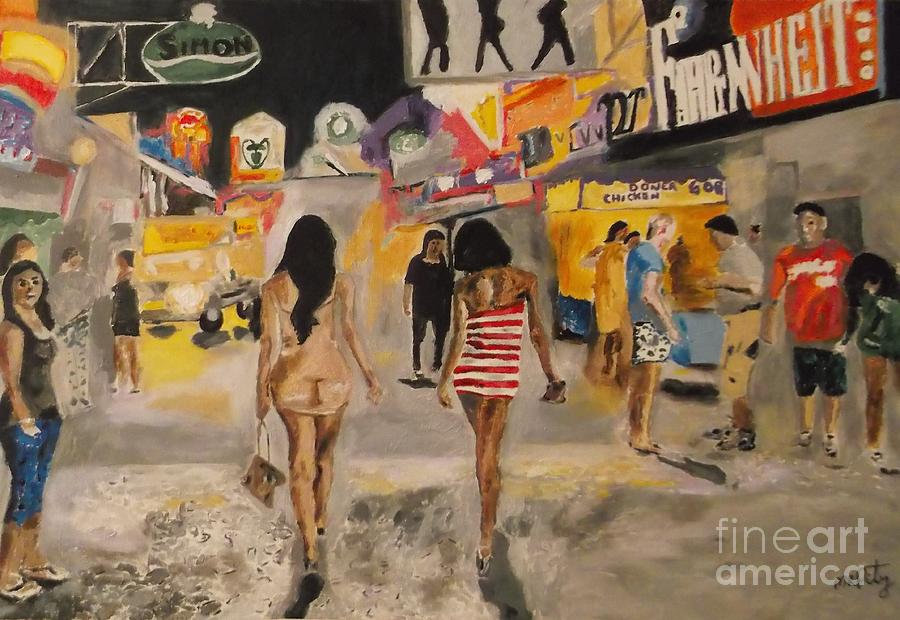 Pattaya City Painting - Walking Street by Harry Pity