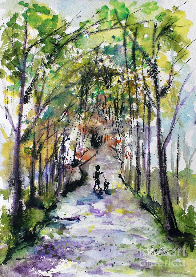 Walking The Dog On A Perfect Day Painting by Ginette Callaway