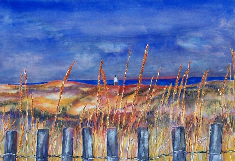 Beach Painting - Walking the Fence by Frances Hewitt