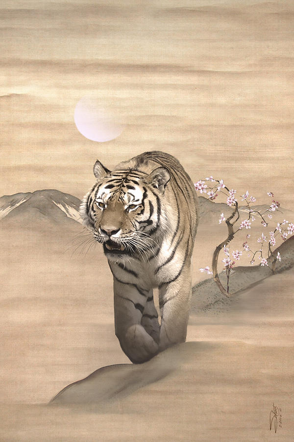 Tiger Painting - Walking Tiger by M Spadecaller