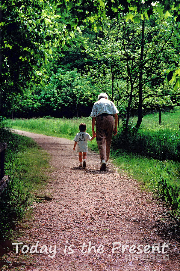 Walking with Grandma Photograph by Karen Adams