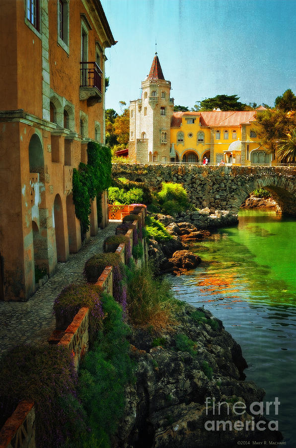 Walkway Along the RIver - Cascais Photograph by Mary Machare