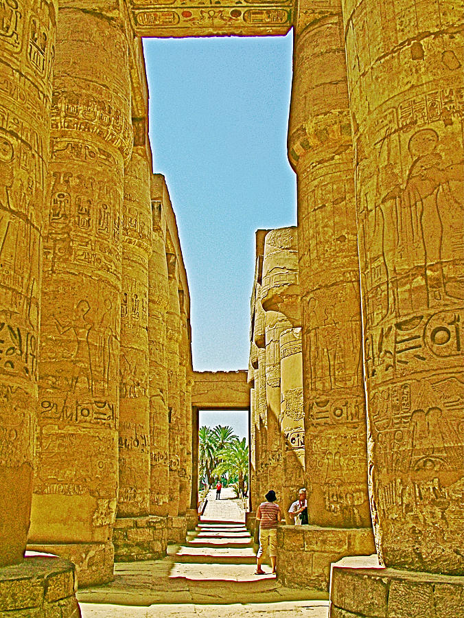 Landscape Photograph - Walkway Between Columns in Temple of Karnak in Luxor-Egypt by Ruth Hager