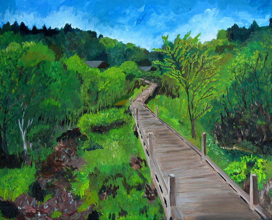 Walkway to Thunder Fall Painting by Dave Holmander-Bradford