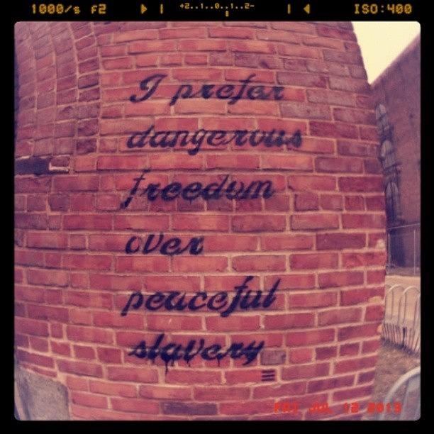Brick Photograph - #wall #brick #text #writing #words by Katie Ball