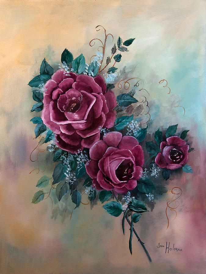 Rose Painting - Wall Corsage by Jan Holman