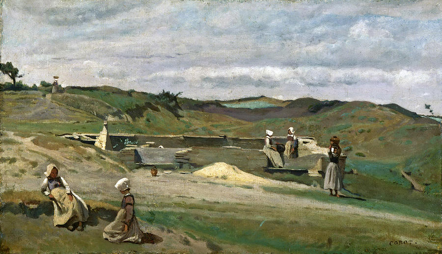 Wall. Cotes-du-Nord Brittany Painting by Jean-Baptiste-Camille Corot