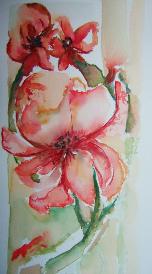 Flower Painting - Wall flowers by Elaine Duras