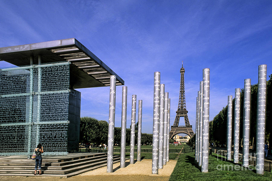 Wall For Peace & Eiffel Tower, Paris Photograph by Bill Bachmann