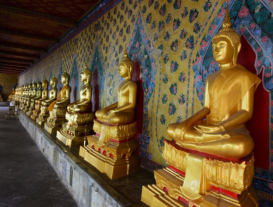 Wall of Buddhas Photograph by Bob VonDrachek