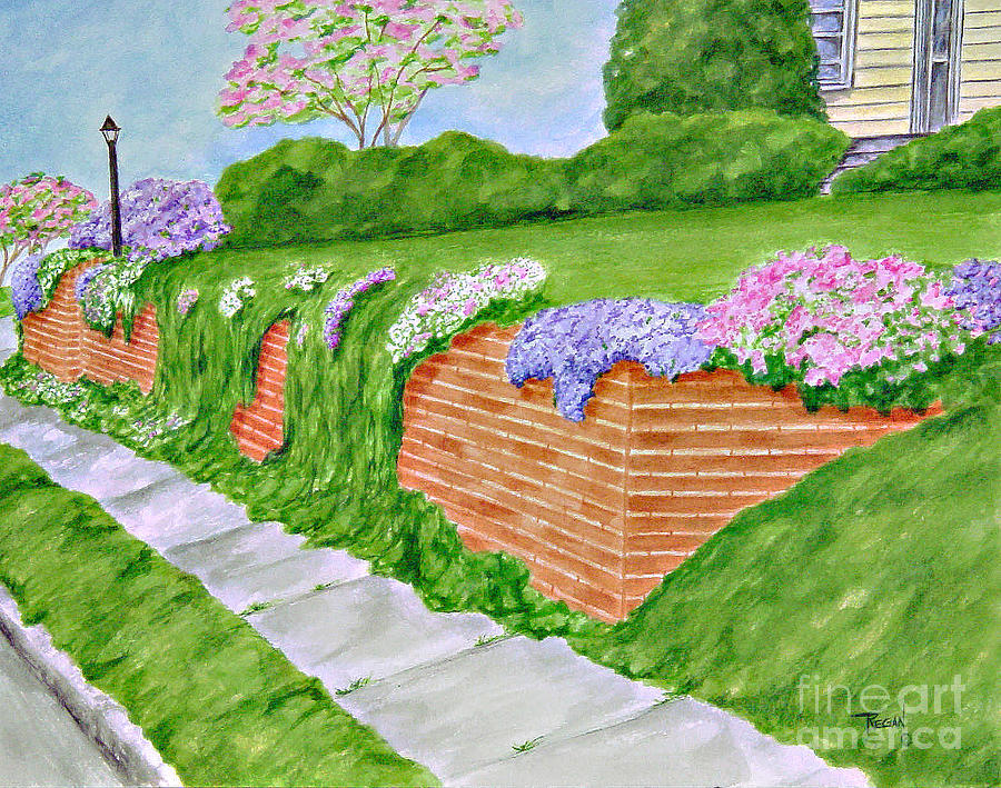 Landscape Painting - Wall Of Flowers by Regan J Smith Landscape Painting - Wall Of Flowers by Regan J Smith