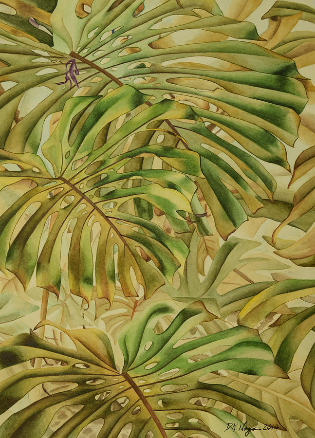 Wall of Monstera Leaves Painting by DK Nagano
