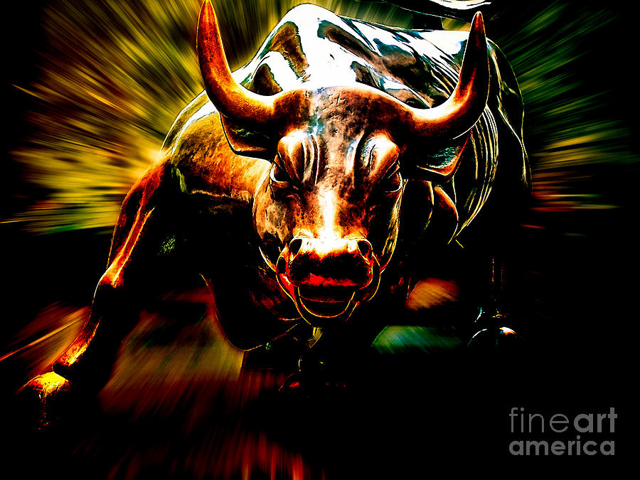 Bull Market Mixed Media - Wall Street Bull Market by Marvin Blaine