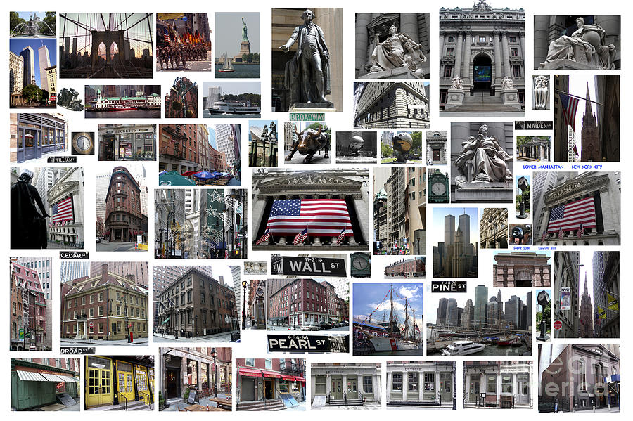Wall Street Financial District Collage Digital Art by Steven Spak