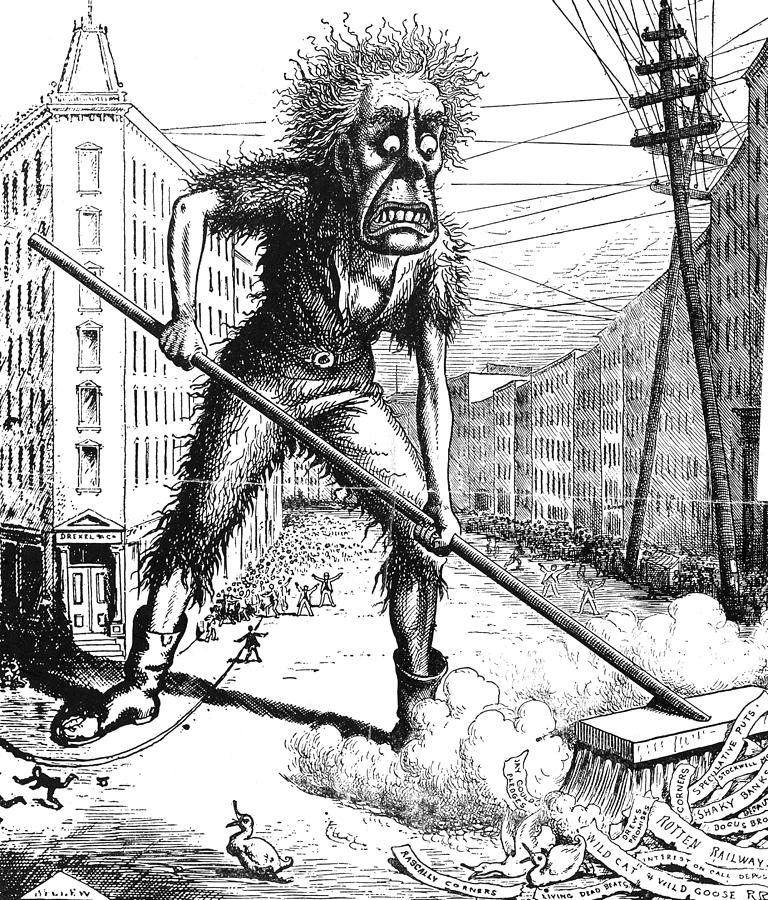 Wall Street Panic, 1873 Drawing by Granger