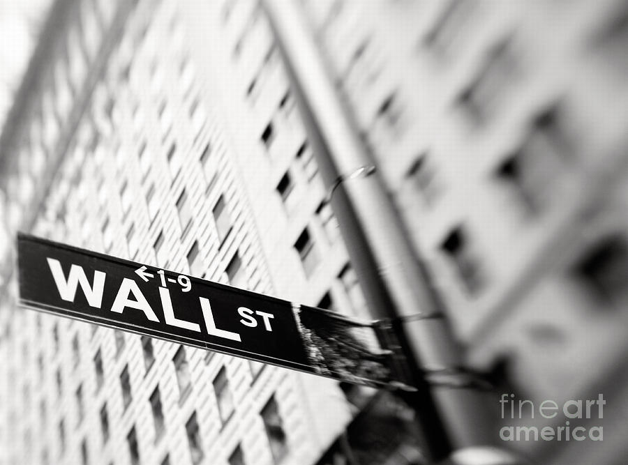 Black And White Photograph - Wall Street Street Sign by Tony Cordoza