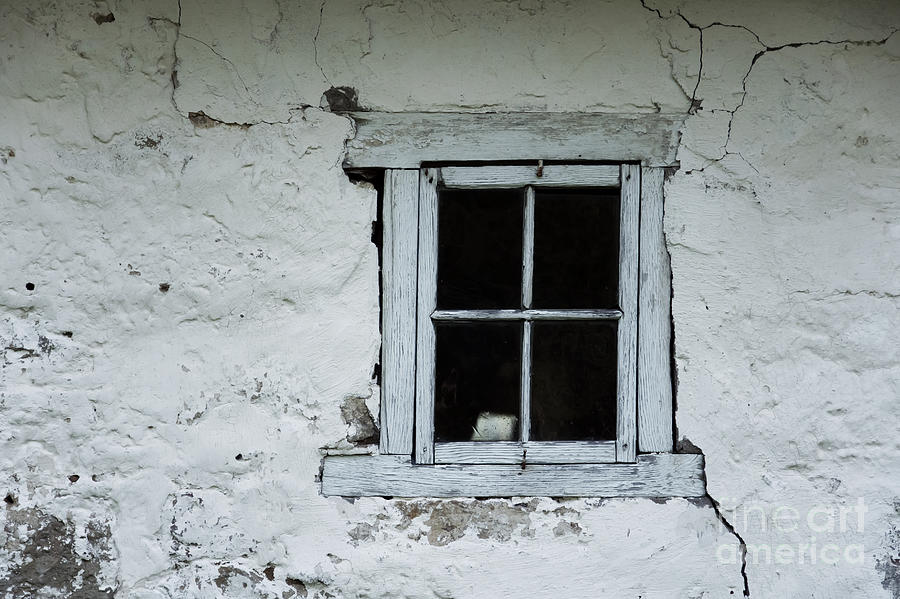 Weathered Wall Photograph - Wall With Small Blue Window by Agnieszka Kubica Weathered Wall Photograph - Wall With Small Blue Window by Agnieszka Kubica