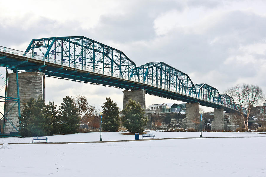 Walnut Street Bridge in the Snow Photograph by Tom and Pat Cory