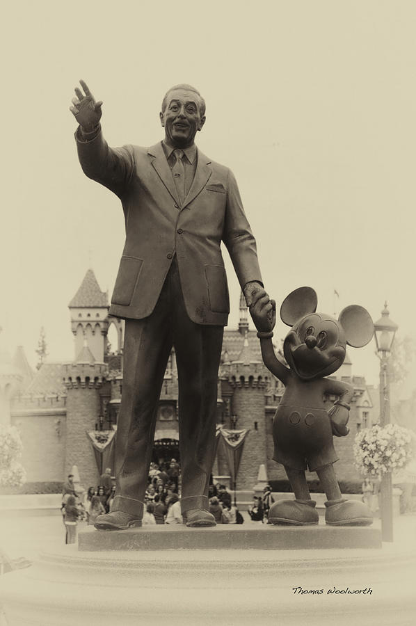 Castle Photograph - Walt And Mickey Statue Disneyland Heirloom by Thomas Woolworth