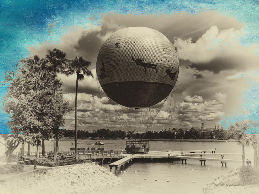 Castle Photograph - Walt Disney World Balloon Ride Textured Sky SC by Thomas Woolworth