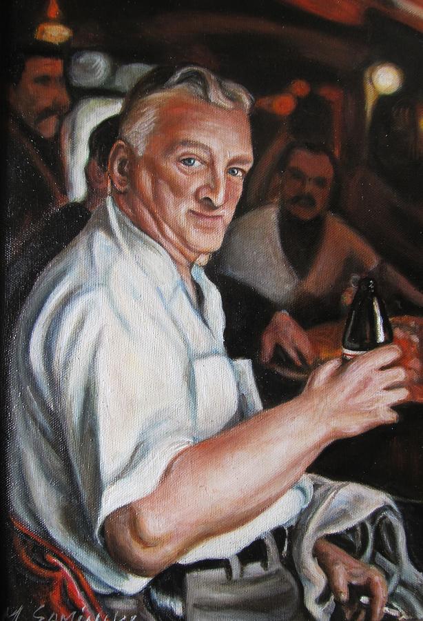 Walter at Eddies Bar Painting by Melinda Saminski