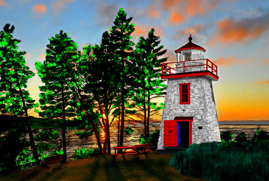Walton Harbour Lighthouse  Painting by Bruce Nutting