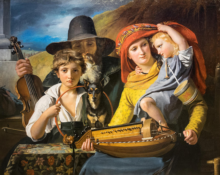 Musician Painting - Wandering Musicians 1828 by Hakon Soreide
