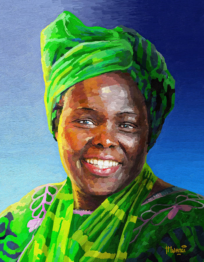 Wangari Maathai Painting by Anthony Mwangi