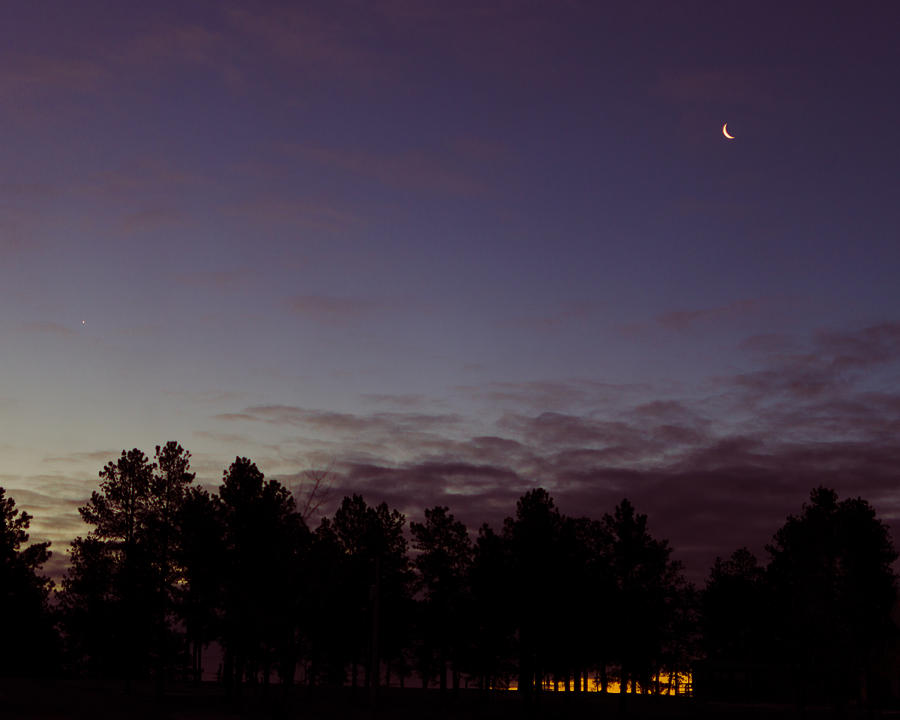 Waning Crescent in Sunrise Photograph by Greni Graph