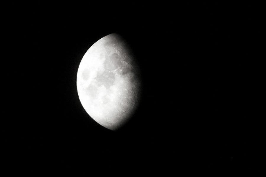 Black And White Photograph - Waning Gibbous Moon by Wesley Clark