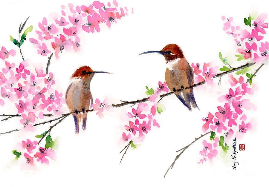 Hummingbird Painting - Entre Nous by Amy Kirkpatrick