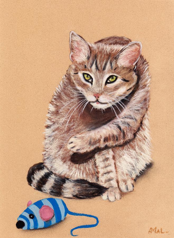 Cat Painting - Want to Play by Anastasiya Malakhova