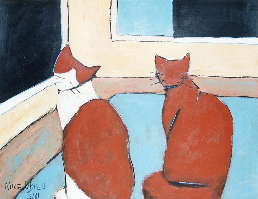 Cat Painting - Wanting Out by Allison  Fauchier
