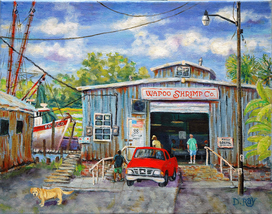 Cat Painting - Wapoo Shrimp Company by Dwain Ray