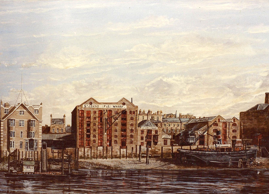 Wapping Police Station and St Johns Wharf Painting by Mackenzie Moulton