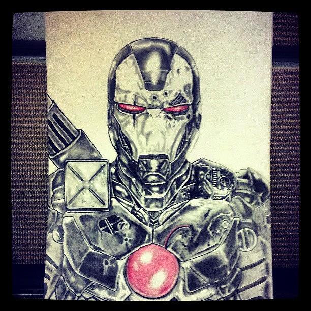 Iron Man Drawing - War Machine by Calen Breaux