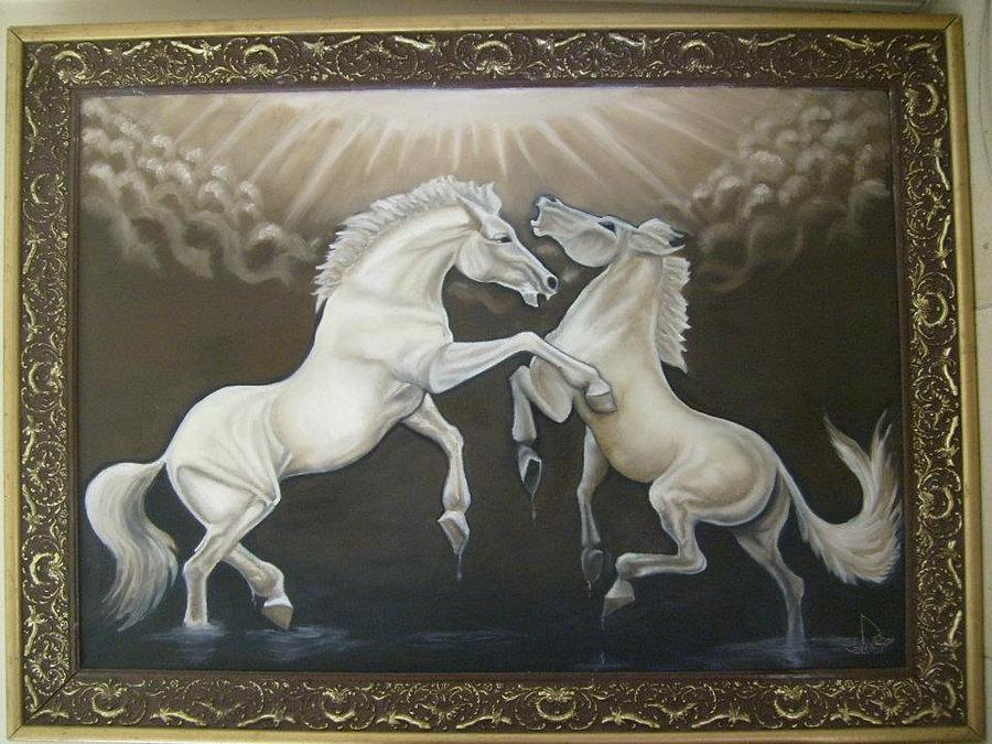 War Of Angels Painting by Mahmoud Awad