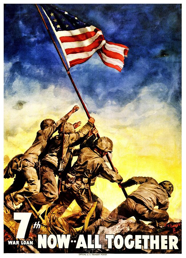 Vintage Photograph - War Poster - WW2 - Iwo Jima by Benjamin Yeager