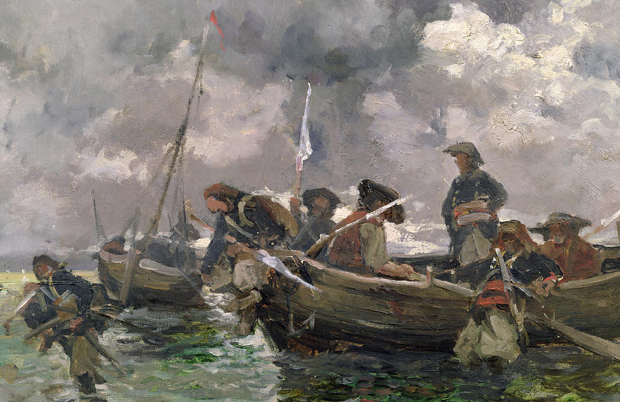 War Scene At Sea Painting by Paul Emile Boutigny