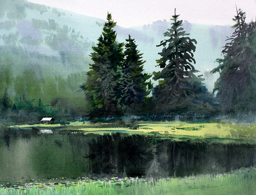 Goldeneye Painting - Ward Lake Ketchikan by Vladimir Zhikhartsev